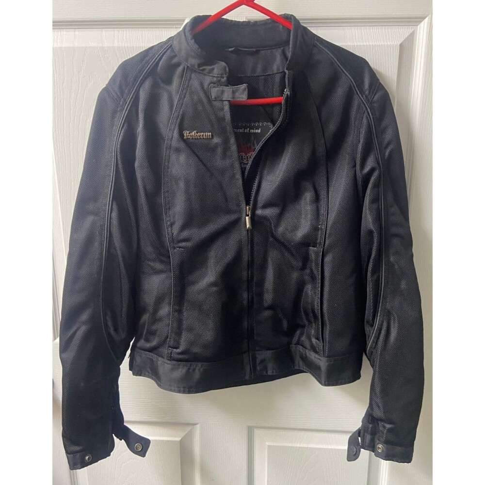 Pokerun Biker Jacket Womens XL Black Carbolex Polyester Full Zip Reinforced